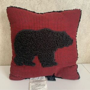 Cuddle Duds Fleece Red and Black Bear checked Decorative Pillow 16x16